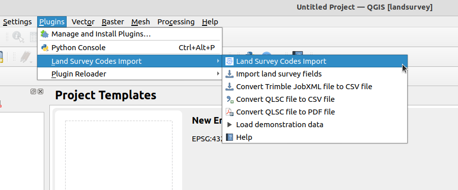 QGIS menu plugin LSCI